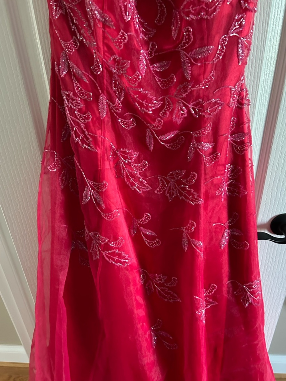 Strap Spaghetti Sweetheart Fuchsia Prom Dress - Picture 2 of 6